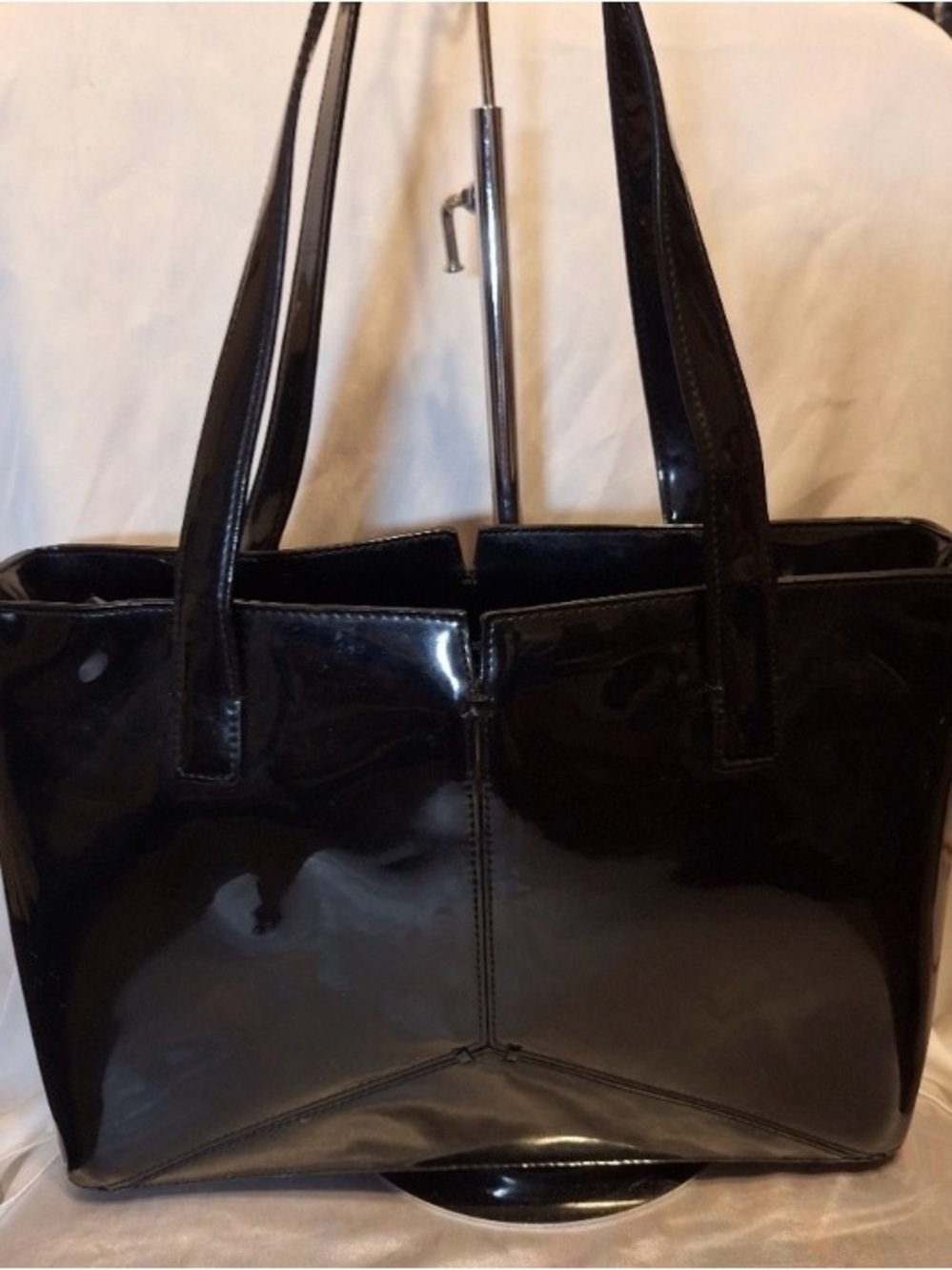 City DKNY Vintage Black Patent leather small tote shoulder bag